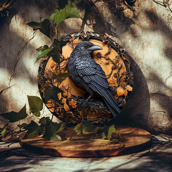 Gothic Raven Metal Sign Witchy Crow Metal Sign