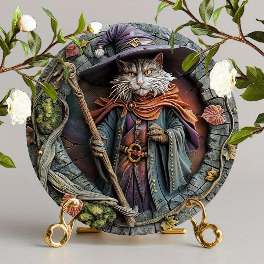 Mystical Vintage Cat Wizard Metal Sign-MoonChildWorld