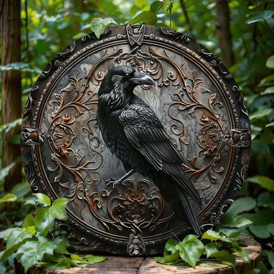 Dark Crow Metal Sign Witch Raven Gothic Decor
