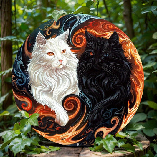 Yin-yang Cat Metal Sign Gothic Home Decor