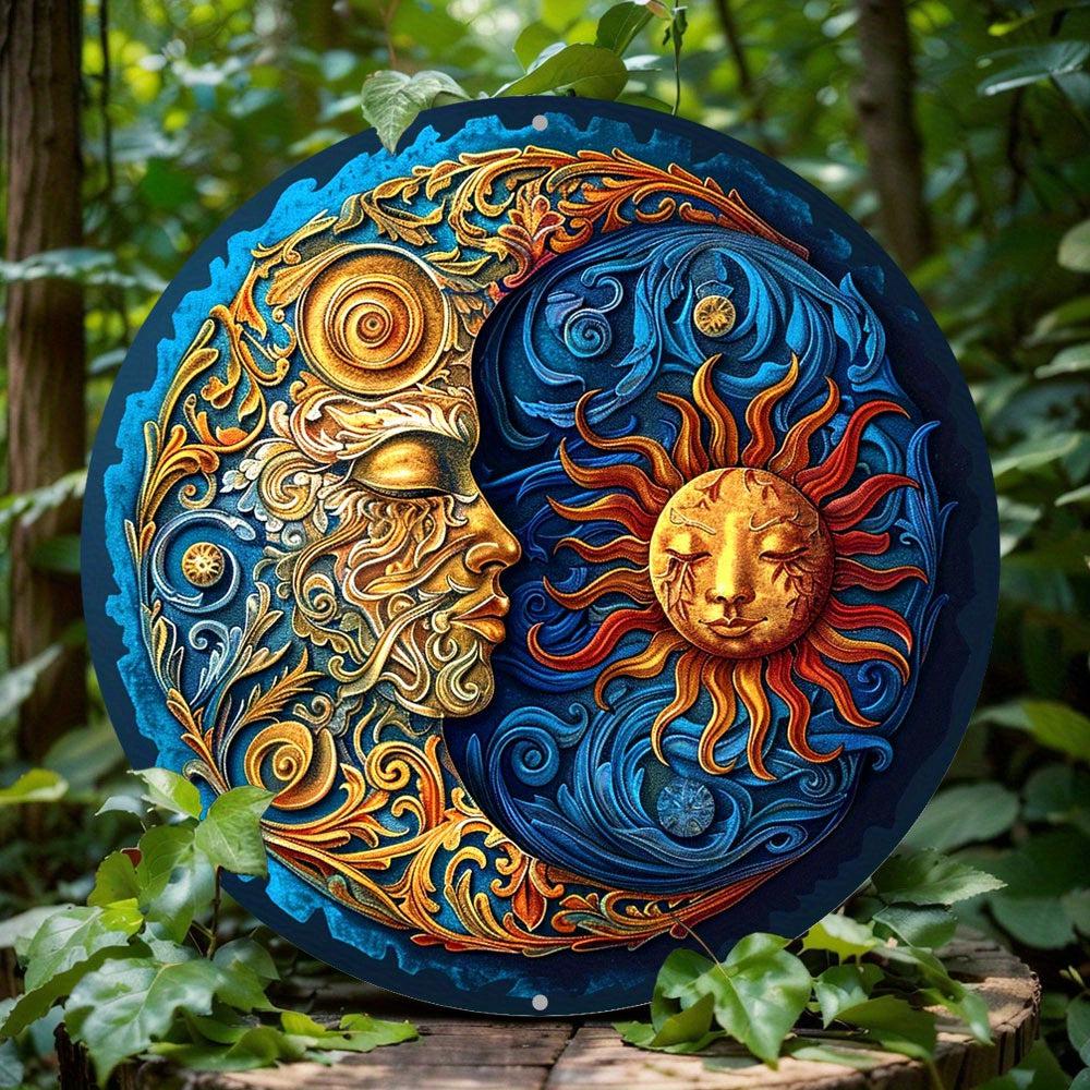 Sun Moon Metal Sign Mystic Wicca Home Decor-MoonChildWorld