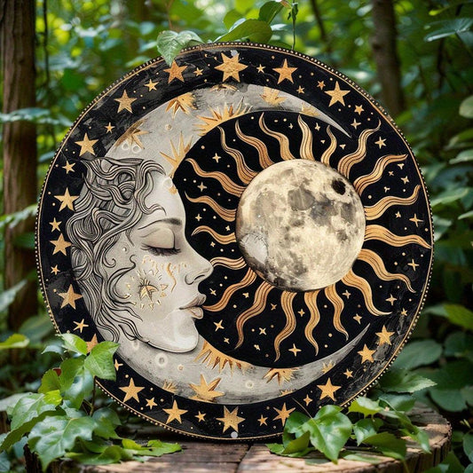 Celestial Sun Moon Metal Sign