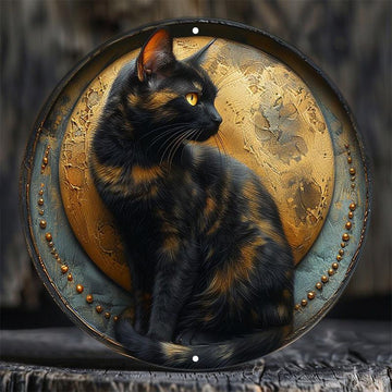 Moon Black Cat Metal Sign Mystic Decor-MoonChildWorld