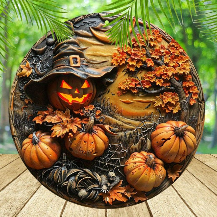 Halloween Pumpkin Metal Sign Spooky Decor-MoonChildWorld