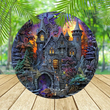 Mystical Castle Metal Sign Halloween Decor
