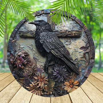 Dark Crow Witchy Raven Metal Sign Gothic Decor-MoonChildWorld