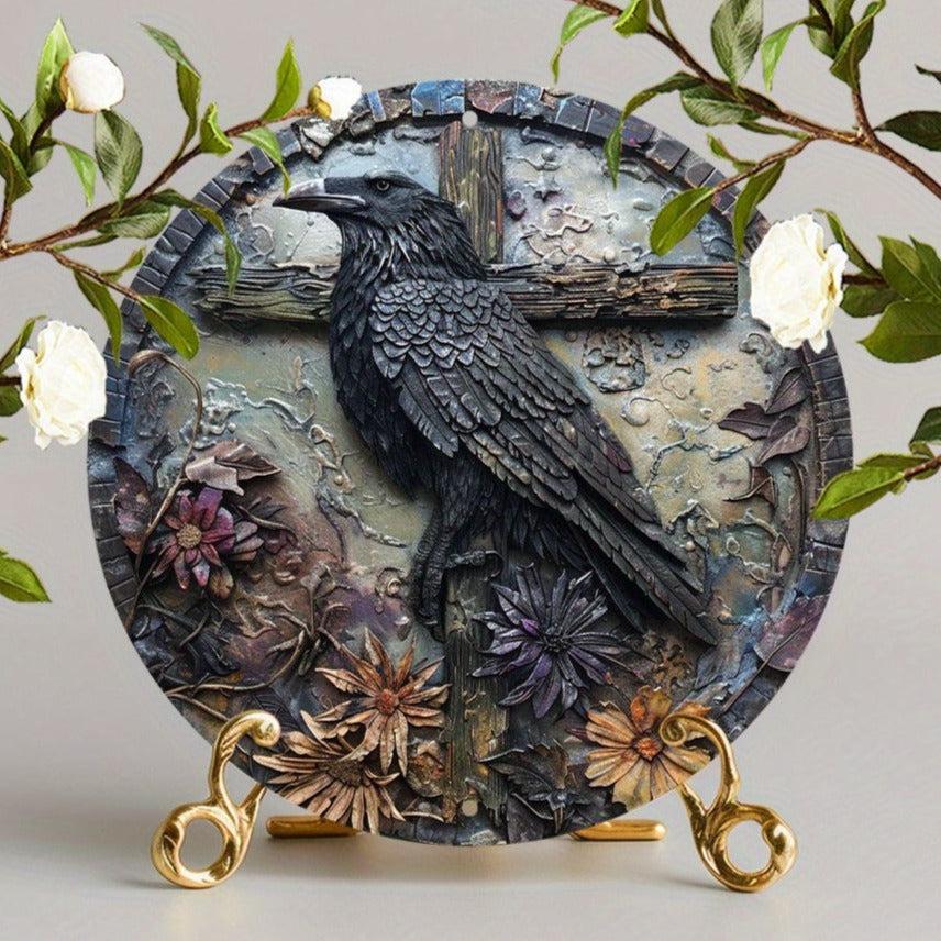 Dark Crow Witchy Raven Metal Sign Gothic Decor-MoonChildWorld