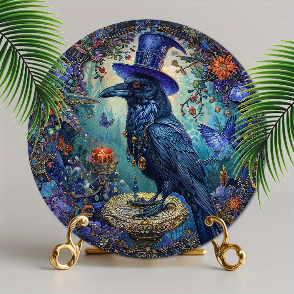 Vintage Elegant Magician Raven Metal Sign Gothic Wall Art-MoonChildWorld