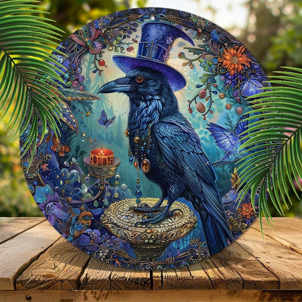 Vintage Elegant Magician Raven Metal Sign Gothic Wall Art-MoonChildWorld