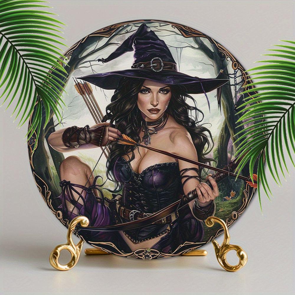 Vintage Witch With Bow & Arrow Metal Sign Witchy Metal Sign-MoonChildWorld