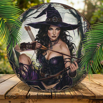 Vintage Witch With Bow & Arrow Metal Sign Witchy Metal Sign-MoonChildWorld