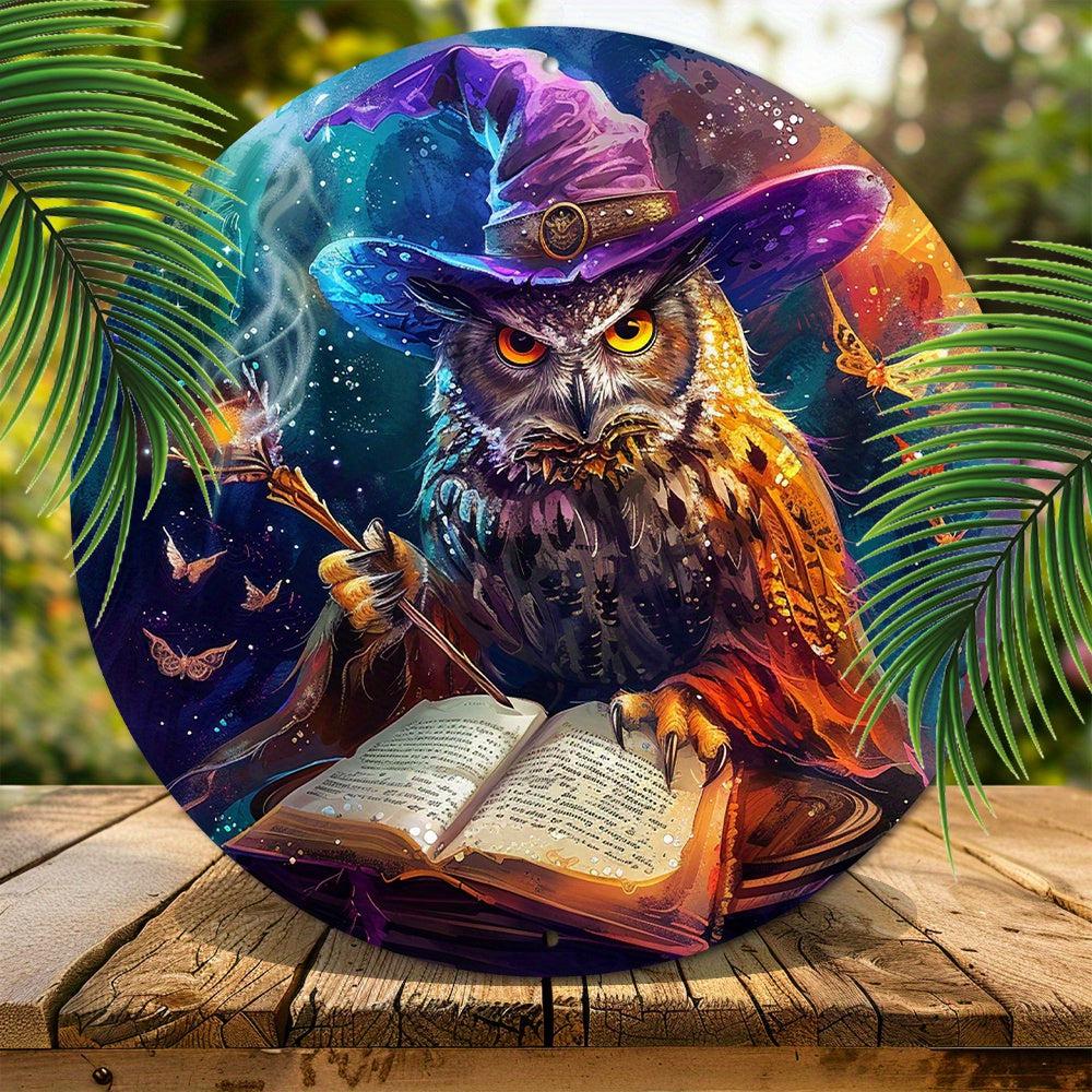 Wizard Owl Metal Sign Magical Owl Wall Art-MoonChildWorld