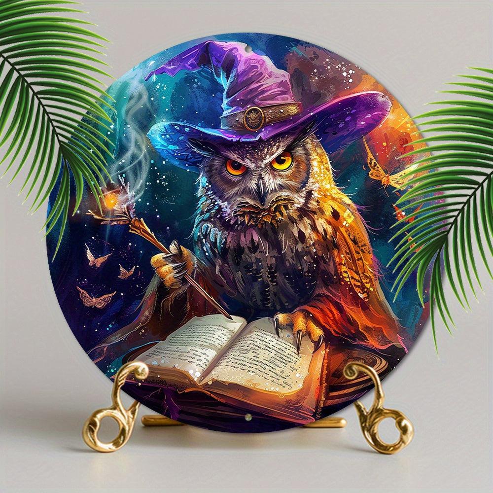 Wizard Owl Metal Sign Magical Owl Wall Art-MoonChildWorld