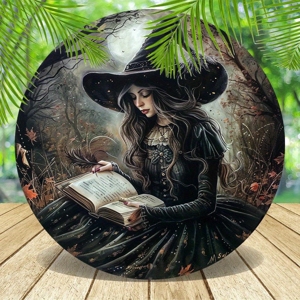 Witch Reading Book Metal Sign Witchy Wall Decor-MoonChildWorld