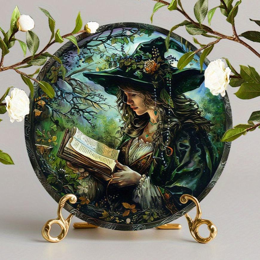 Witch Reading Book Metal Sign Witchy Wall Decor-MoonChildWorld