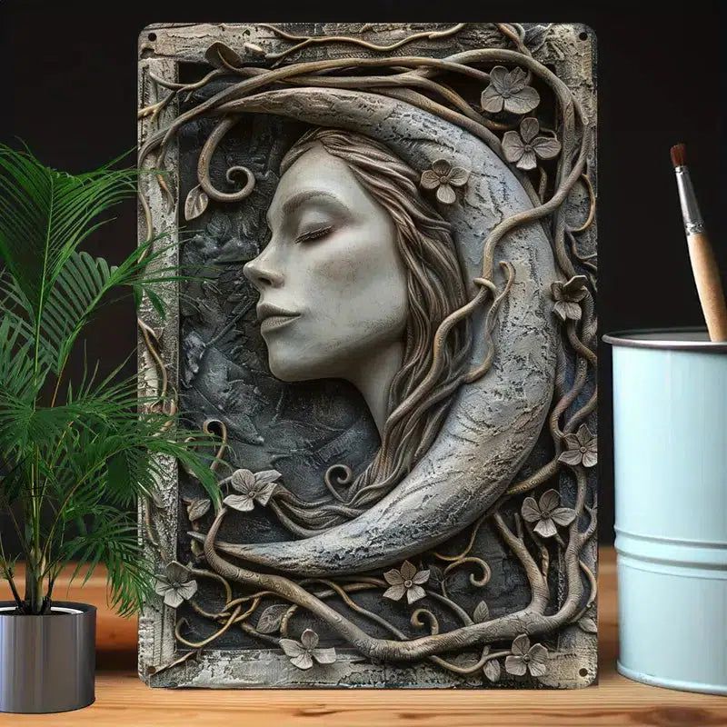 Mystic Goddess Moon Metal Sign Celestial Wall Decor-MoonChildWorld