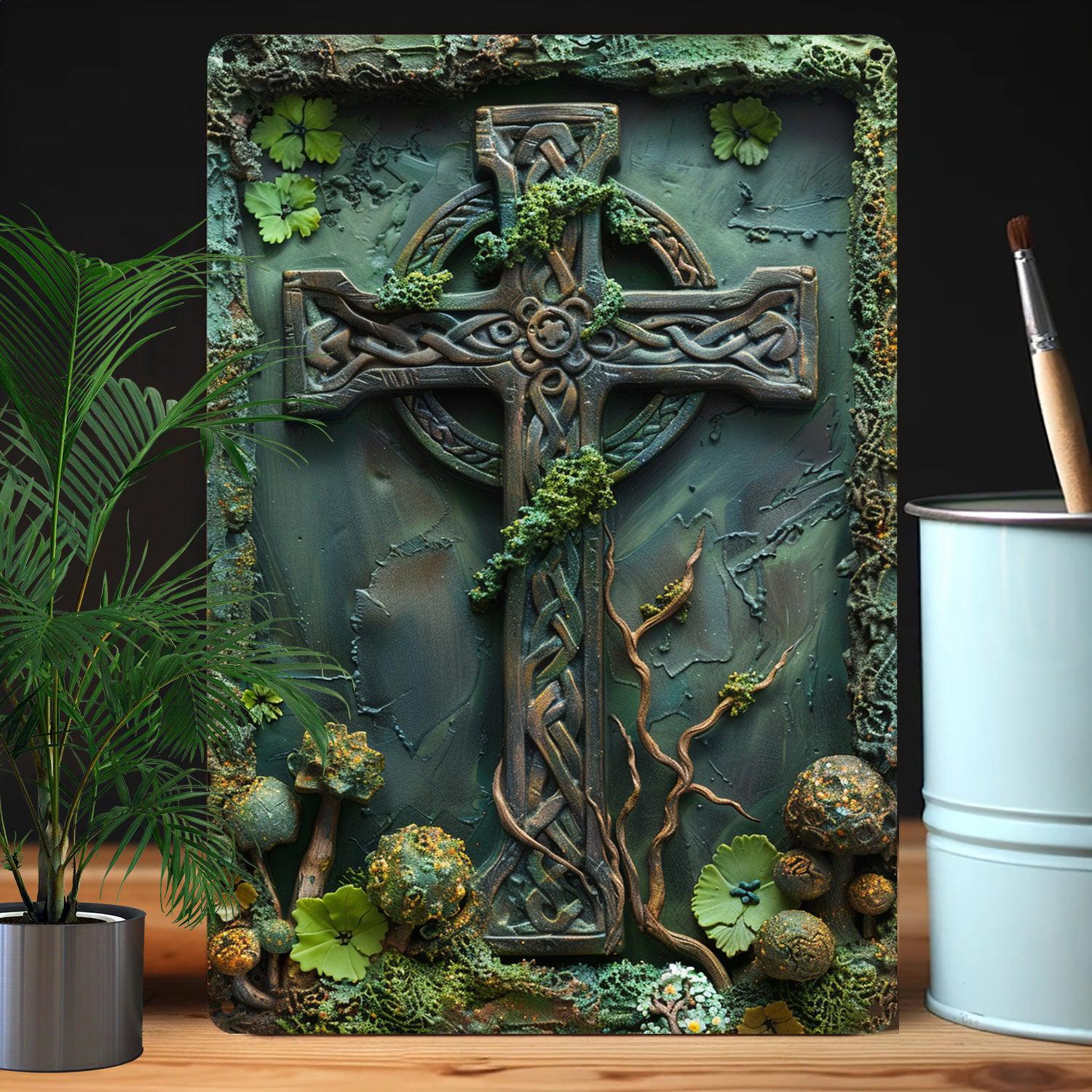 Celtic Cross Metal Sign Pagan Decor-MoonChildWorld