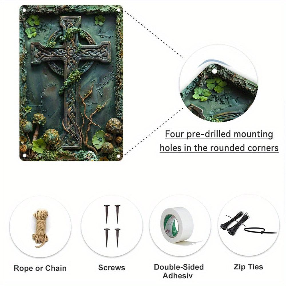 Celtic Cross Metal Sign Pagan Decor-MoonChildWorld