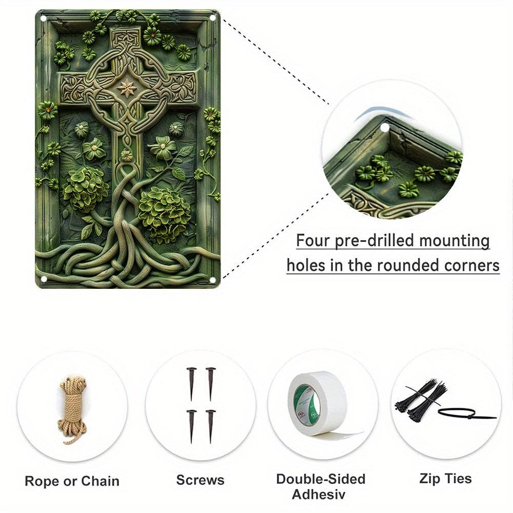 Celtic Cross Metal Sign Pagan Decor-MoonChildWorld