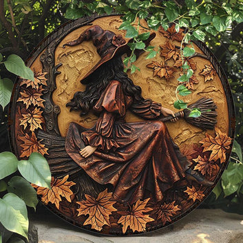 Autumn Witch Metal Sign Pagan Mabon Home Decor