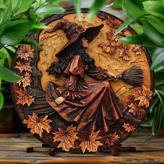 Autumn Witch Metal Sign Pagan Mabon Home Decor