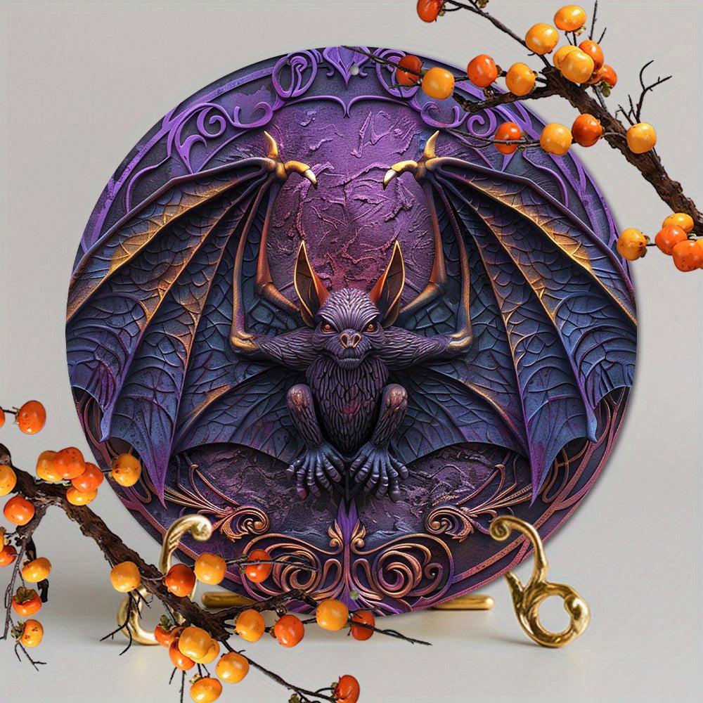 Gothic Bat Metal Sign Spooky Halloween Decor-MoonChildWorld