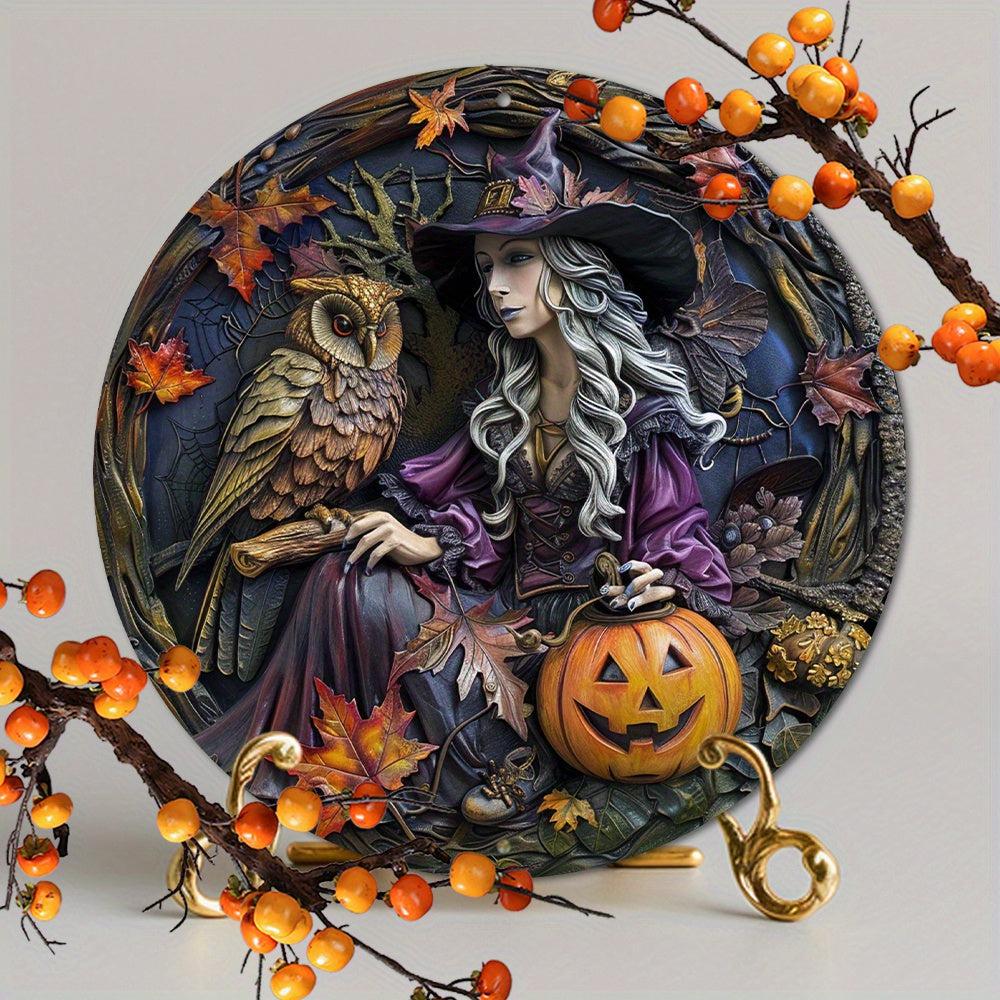 Witch Owl Metal Sign Halloween Decor-MoonChildWorld