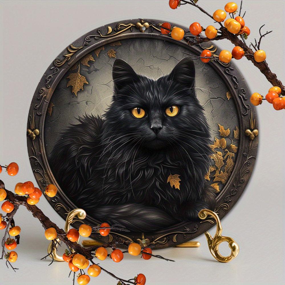 Black Cat Metal Sign Enchanted Wall Art-MoonChildWorld