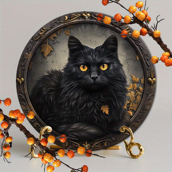 Black Cat Metal Sign Enchanted Wall Art