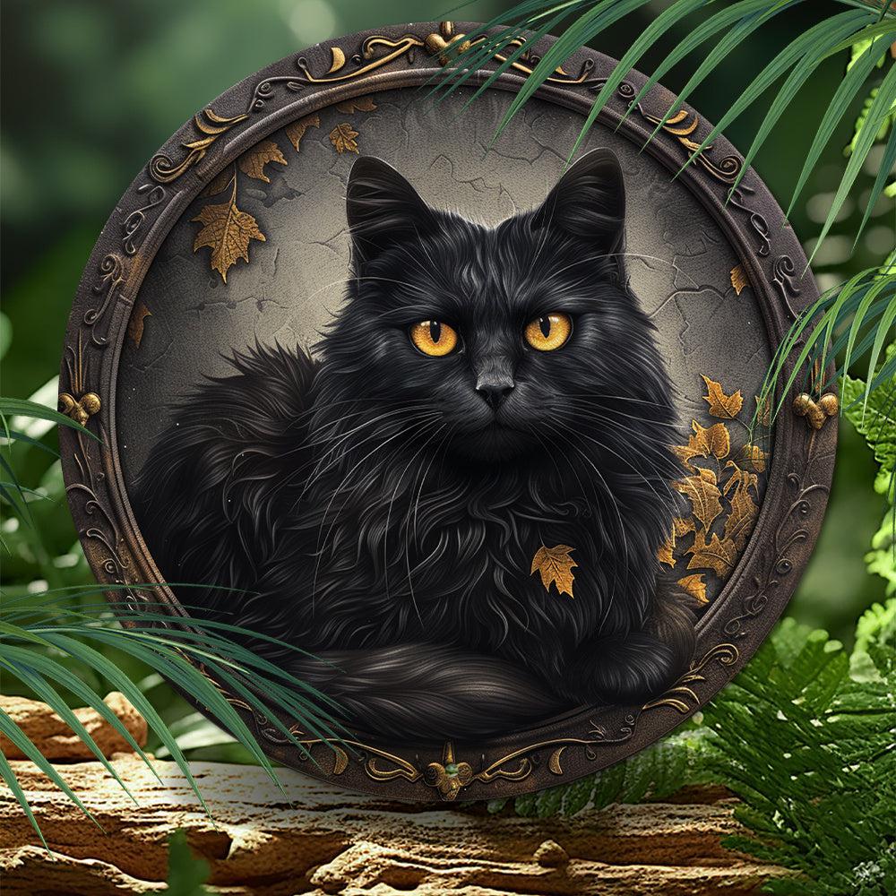 Black Cat Metal Sign Enchanted Wall Art-MoonChildWorld