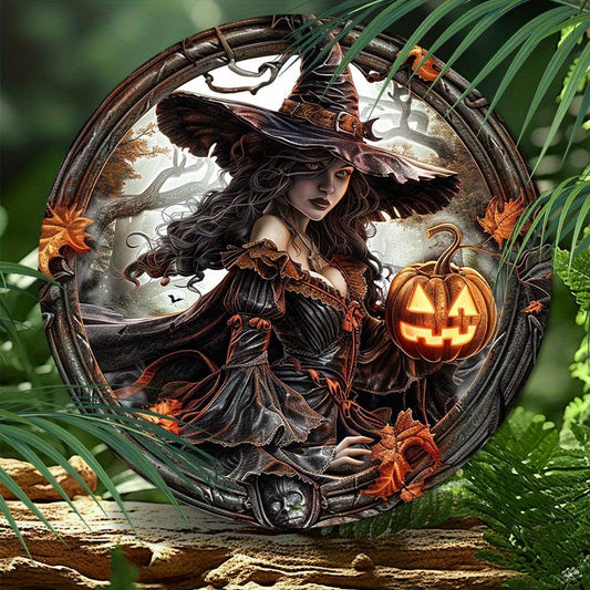 Pumpkin Halloween Witch Metal Sign Gothic Home Decor