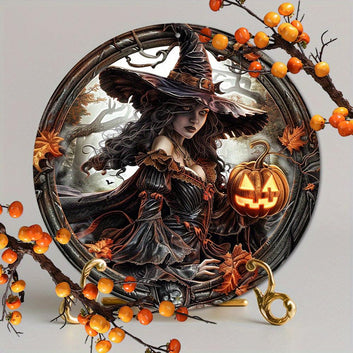 Pumpkin Halloween Witch Metal Sign Gothic Home Decor