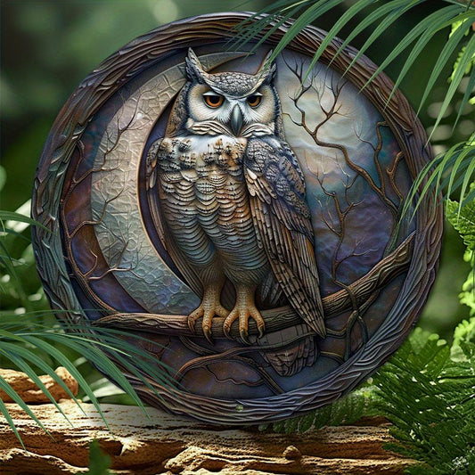 Gothic Owl Metal Sign Mystical Decor