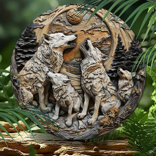 Howling Wolves Metal Sign Rustic Home Decor