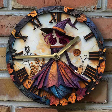 Autumn Witch Wall Clock Mystical Wall Clock-MoonChildWorld