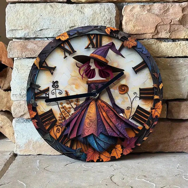 Autumn Witch Wall Clock Mystical Wall Clock-MoonChildWorld