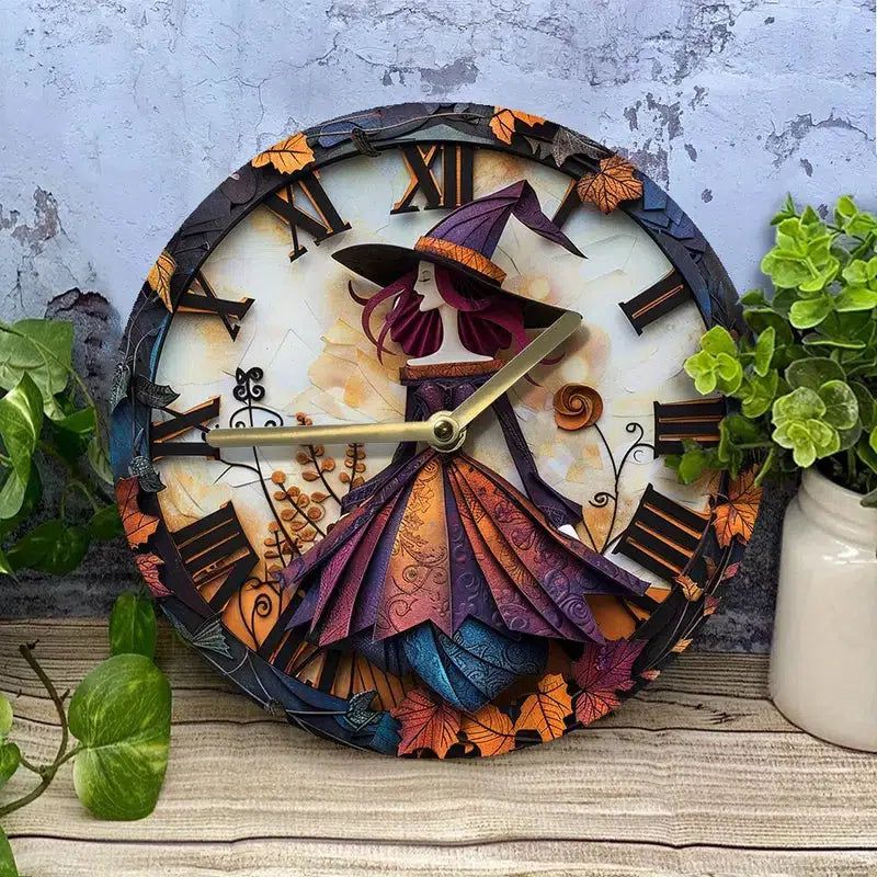 Autumn Witch Wall Clock Mystical Wall Clock-MoonChildWorld