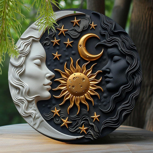Sun Moon Celestial Metal Sign Magic Home Decor