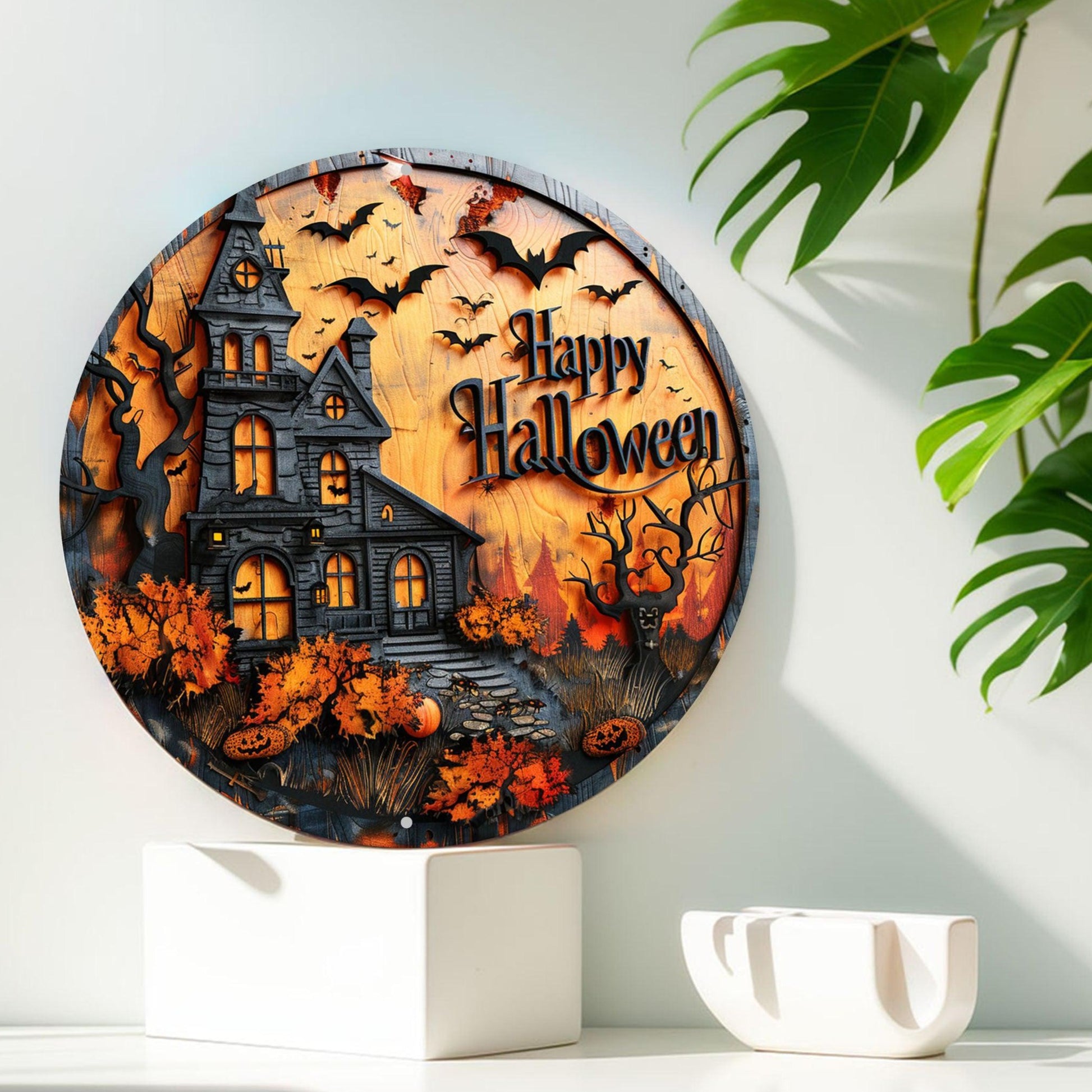 Halloween Haunted House Metal Sign Spooky Decor-MoonChildWorld