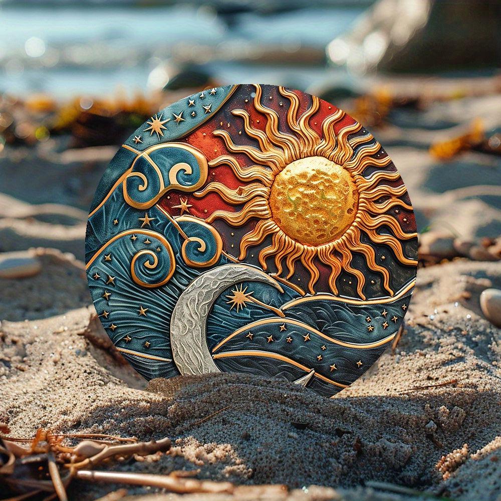 Sun Moon and Stars Metal Sign Celestial Art