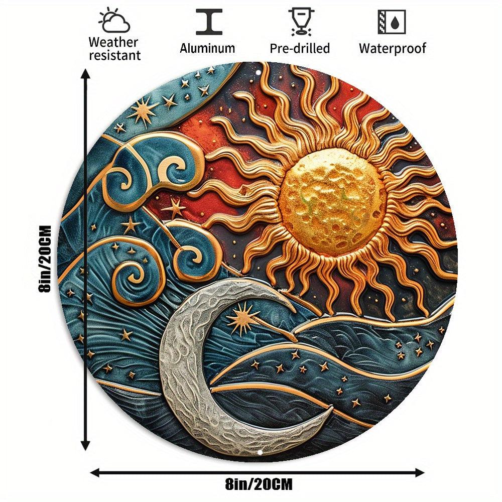 Sun Moon and Stars Metal Sign Celestial Art