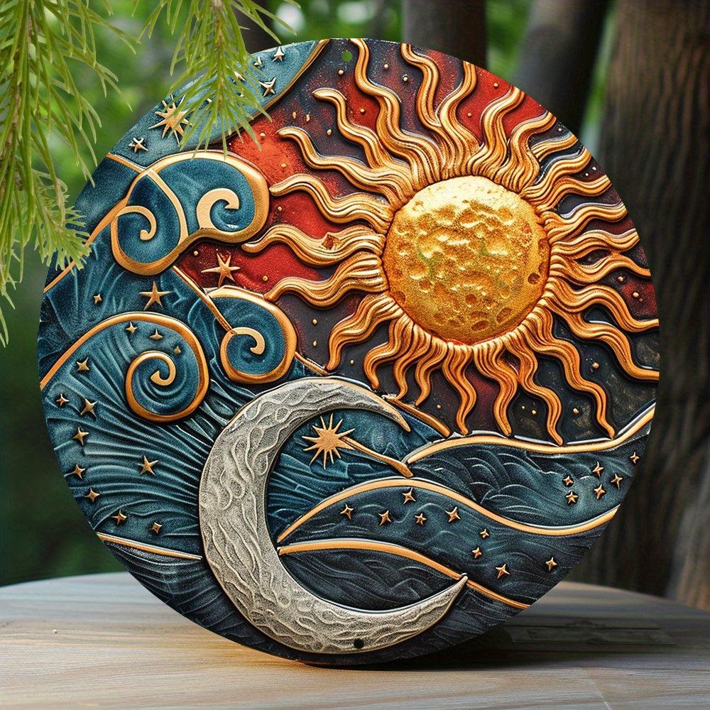 Sun Moon and Stars Metal Sign Celestial Art-MoonChildWorld