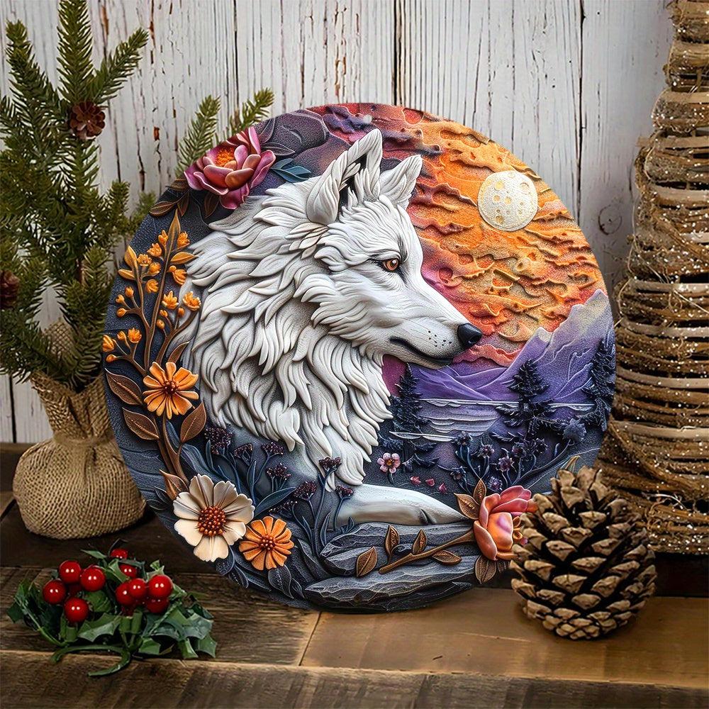 White Wolf Metal Sign Rustic and Wild Decor-MoonChildWorld