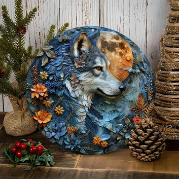 Moon Wolf Metal Sign Spirit Wolf Decor