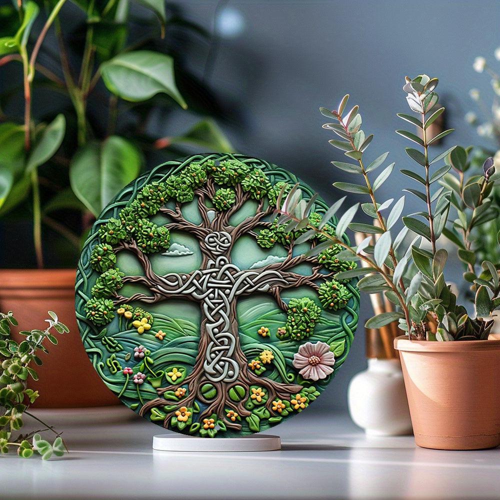 Celtic Tree of Life Metal Sign Irish Cross Wall Art-MoonChildWorld