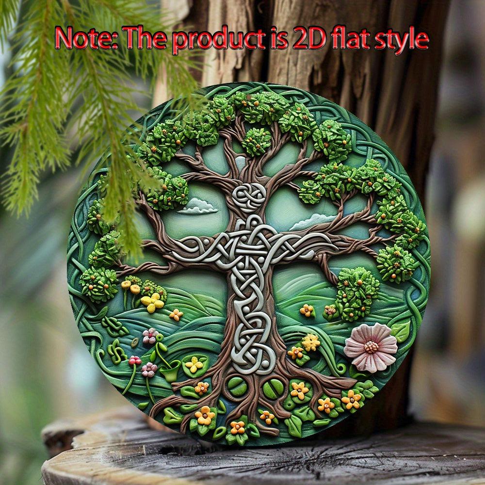 Celtic Tree of Life Metal Sign Irish Cross Wall Art-MoonChildWorld