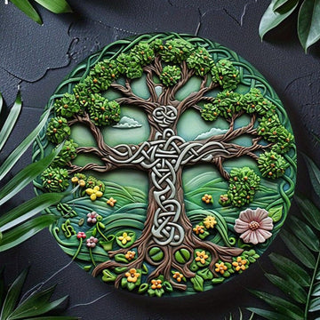 Celtic Tree of Life Metal Sign Irish Cross Wall Art-MoonChildWorld