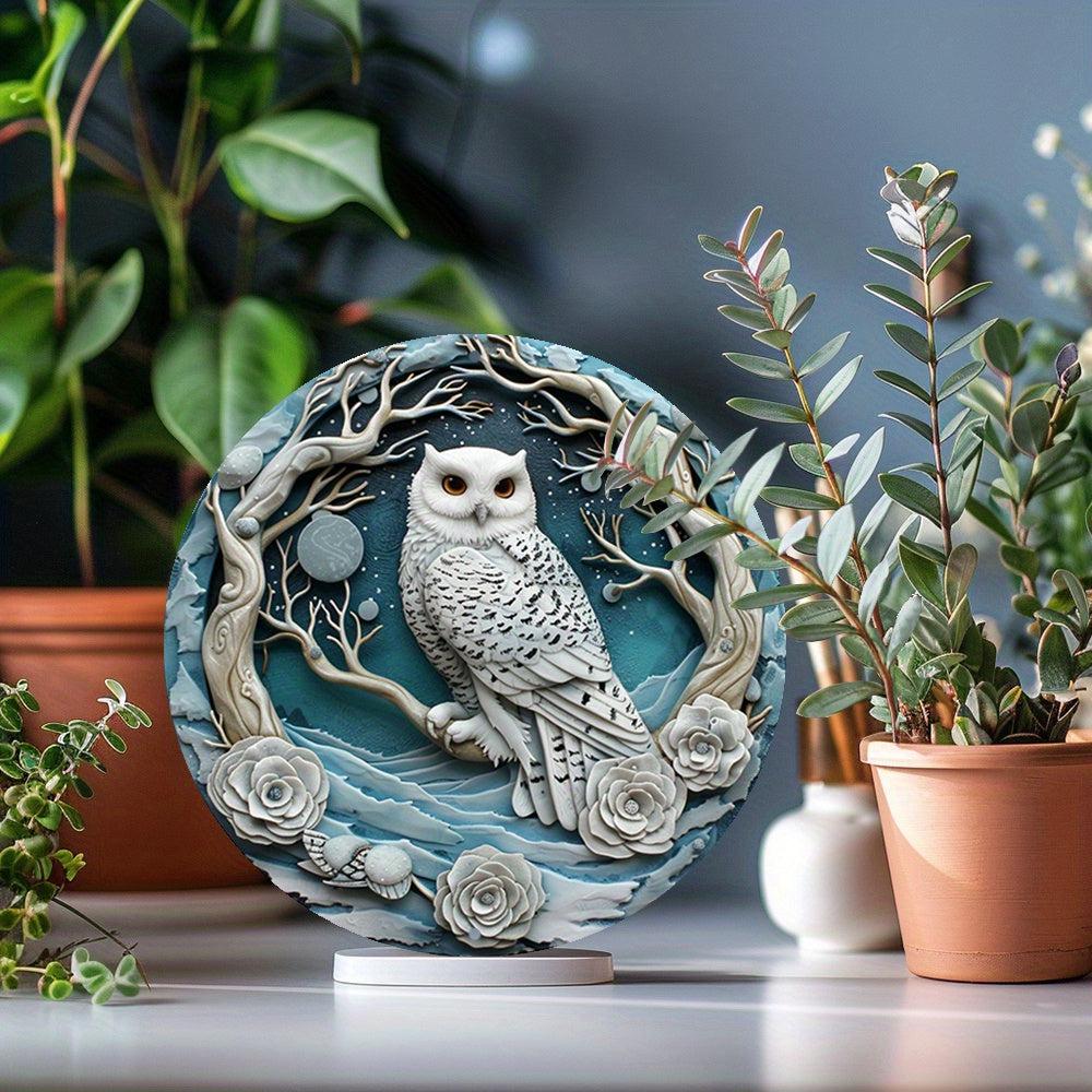 Winter Owl Metal Sign – Enchanting Home Decor-MoonChildWorld