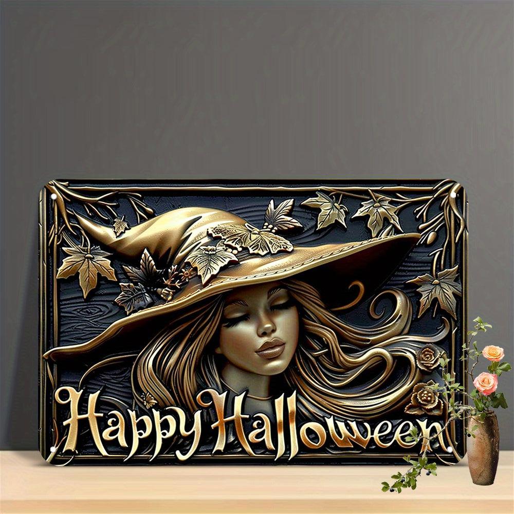 Happy Halloween Witch Metal Sign Halloween Welcome Sign-MoonChildWorld