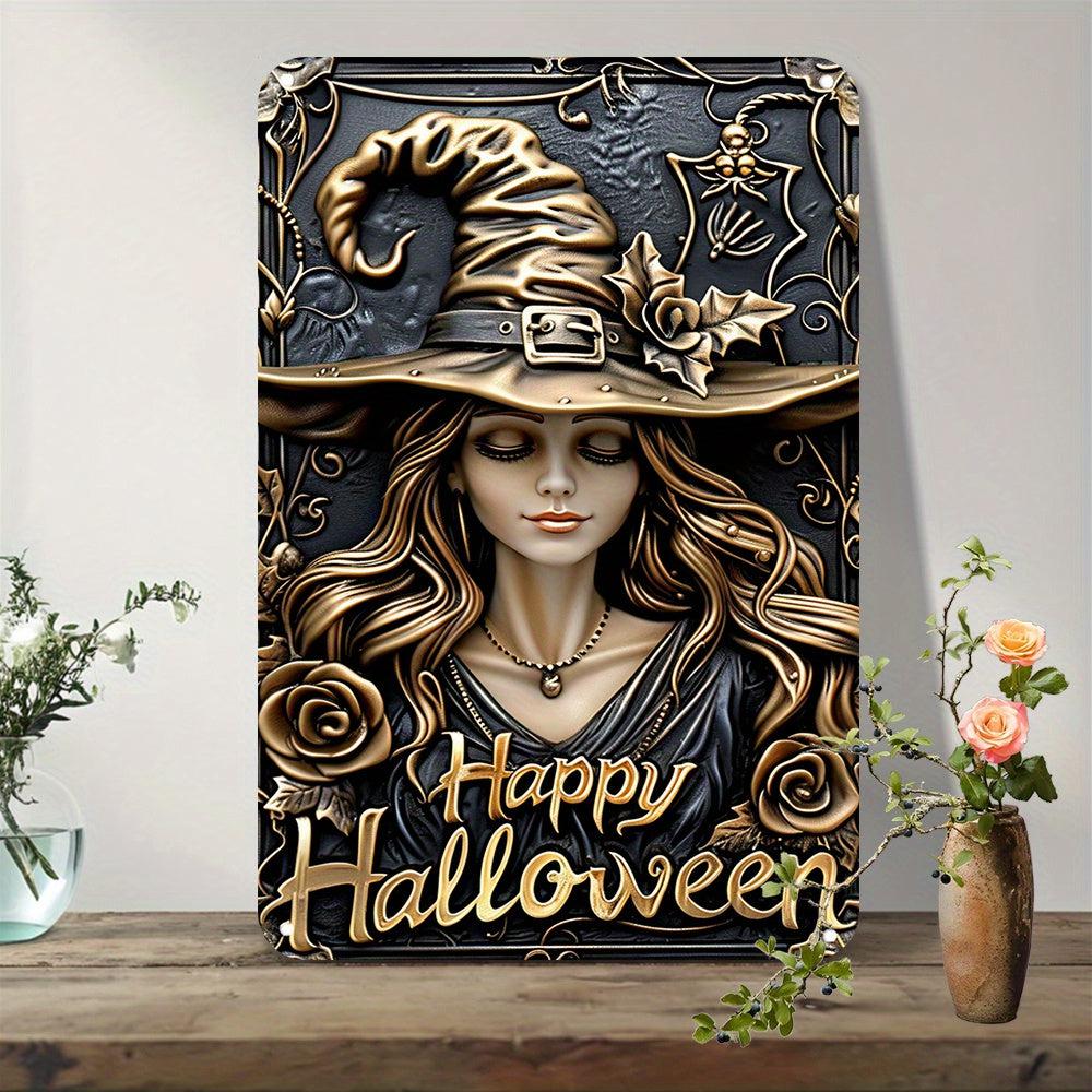 Happy Halloween Witch Metal Sign Halloween Welcome Sign-MoonChildWorld